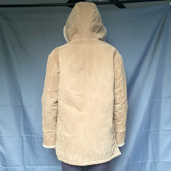 Beautiful St John’s Bay Pennylane Suede Large Tan 100% Leather Warm Winter Coat - Picture 8 of 11